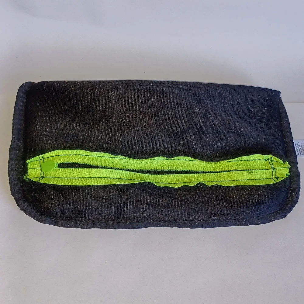 Zipit travel pouch, pencil bag, pencil pouch black with neon green zipper